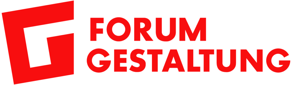 Signet, Logo Forum Gestaltung, rot mit Großem G